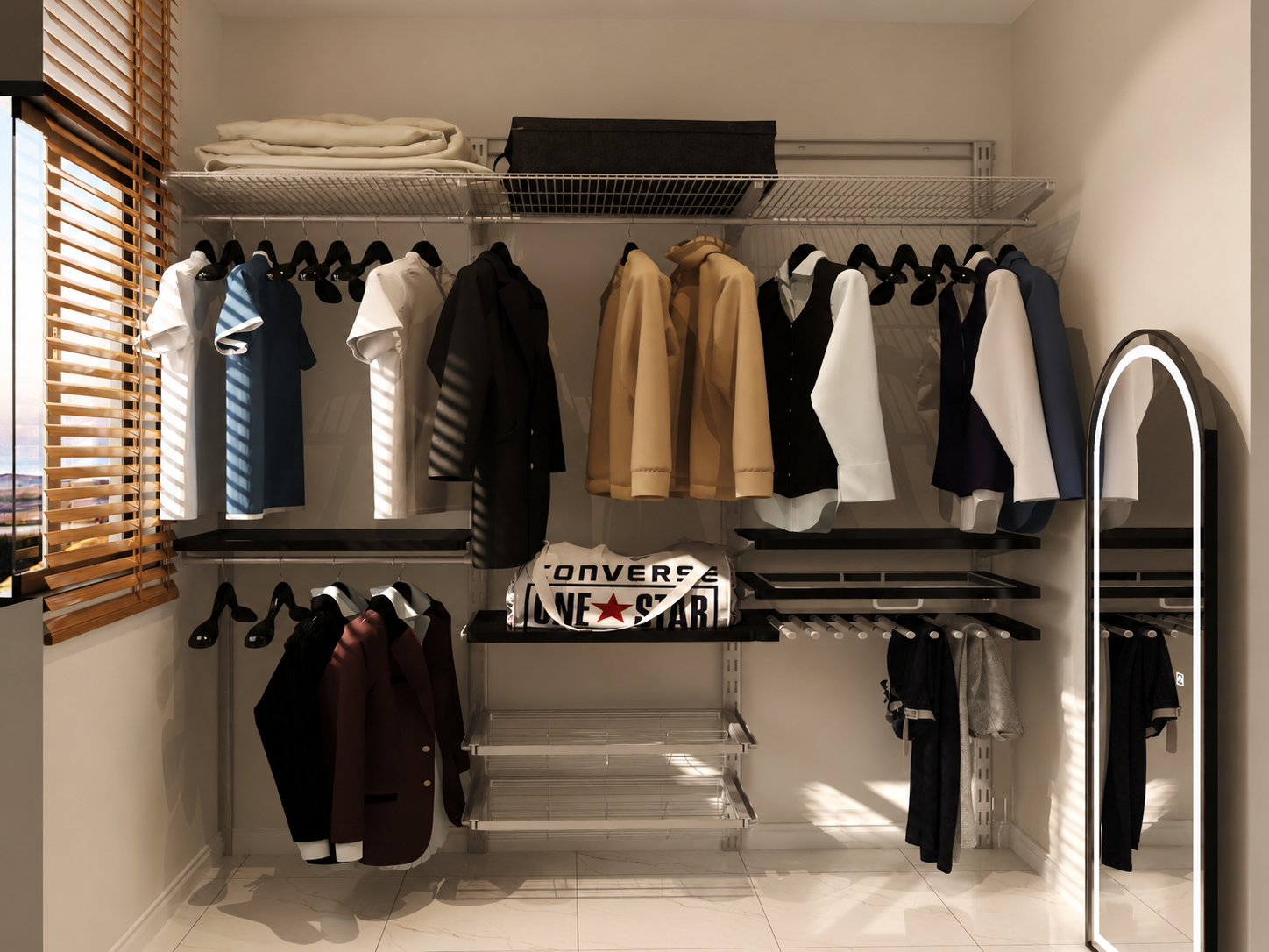 Pandan Residence 3 open wardrobe planning design visualisation