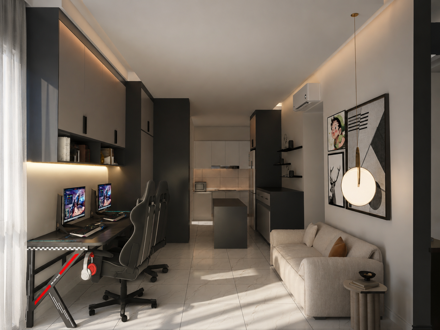 Pandan Residence 3 dual work area and compact living design visualisation